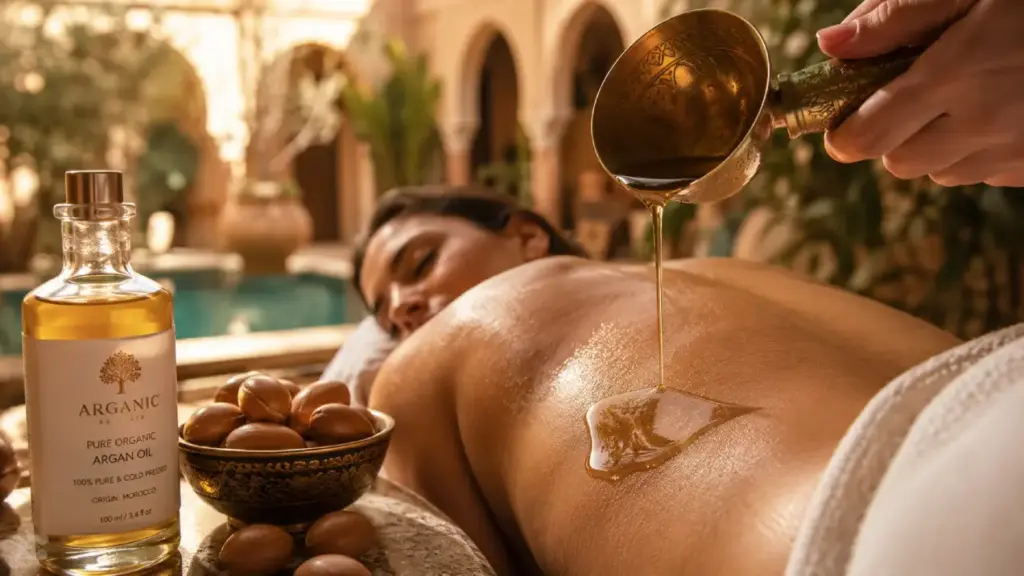 Massage à l&rsquo;Huile d&rsquo;Argan Bio à Domicile Marrakech